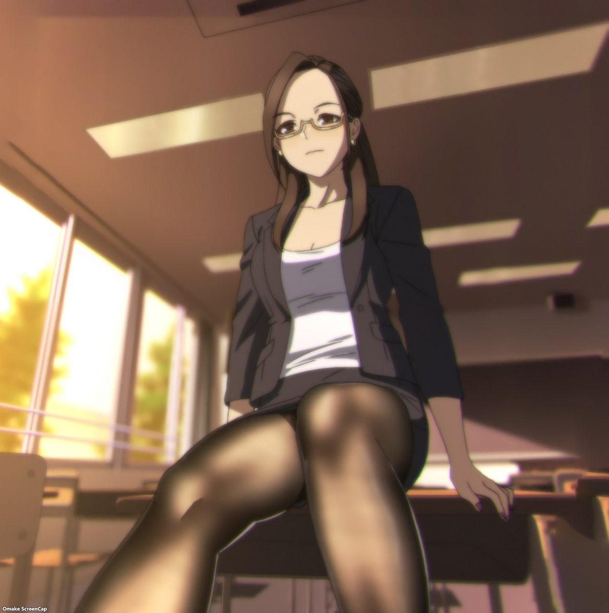 Miru Tights Episode 7 Yuiko Sensei Sits On Desk