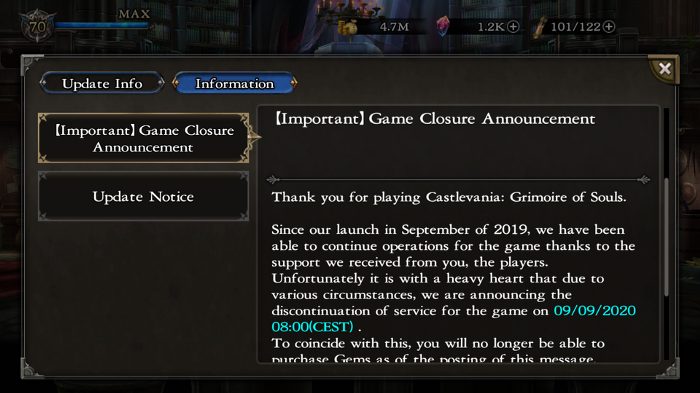 Grimoire Of Souls Cancl Notice