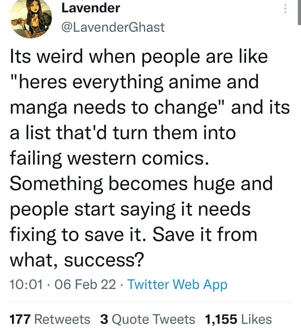 What Does Anime Not Need To Change? By @LavenderGhast