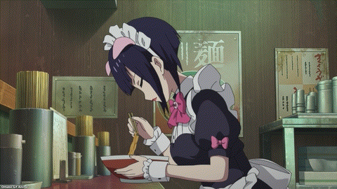 Akiba Maid War Episode 6 Manami Finds Ranko Eating Ramen