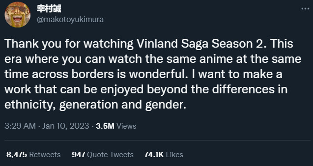 Vinland Saga Creator Makotoyukimura On Twitter