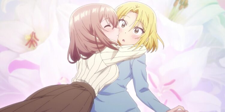 My Tiny Senpai Episode 4 Shiori Kisses Chinatsu's Cheek