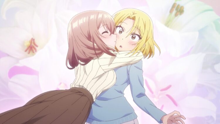 My Tiny Senpai Episode 4 Shiori Kisses Chinatsu's Cheek