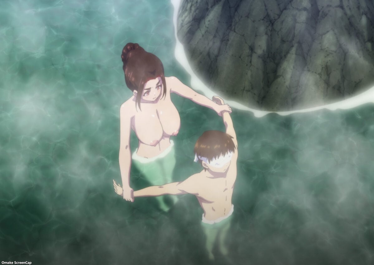 Sawaranaide Kotesashi Kun Episode 9 Miyuki Holds Kouyou's Arms Top Down View