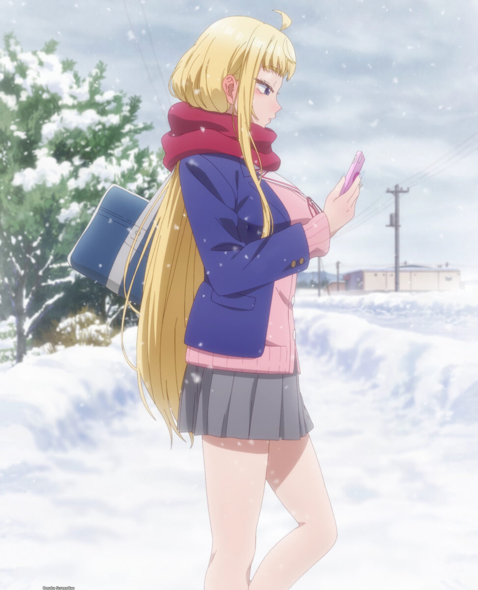 Hokkaido Gals Are Super Adorable Episode 1 Fuyuki Checks Phone In The Snow