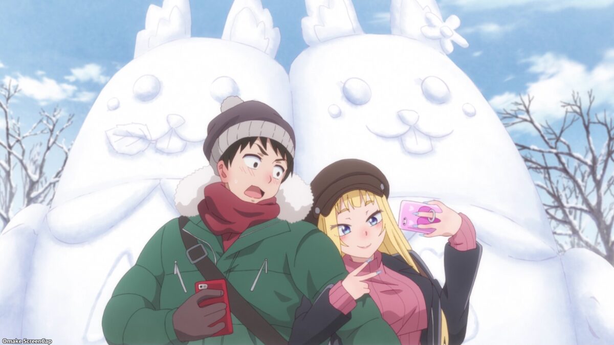 Hokkaido Gals Are Super Adorable Episode 2 Tsubasa Minami Selfie With Snow Statues