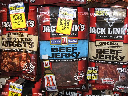 A1 steak sauce and beef jerky